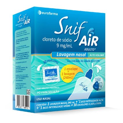 CLORETO DE SÓDIO SNIF AIR ADULTO 1 LAVADOR 240ML + 30 ENVELOPES