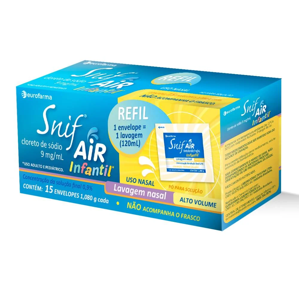 Cloreto De Sódio Snif Air Infantil Refil 15 Envelopes