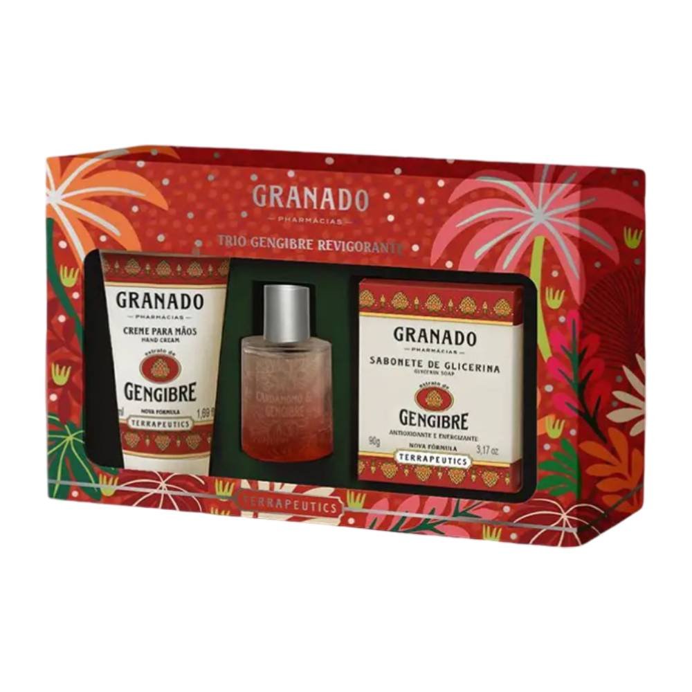 Kit Trio Gengibre Revigorante Granado Terrapeutics Colônia 30ml + Sabonete 90g + Creme De Mãos 50ml