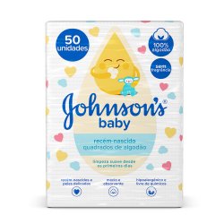 Algodão Quadrado Johnsons Baby Recém Nascido 50 Unidades