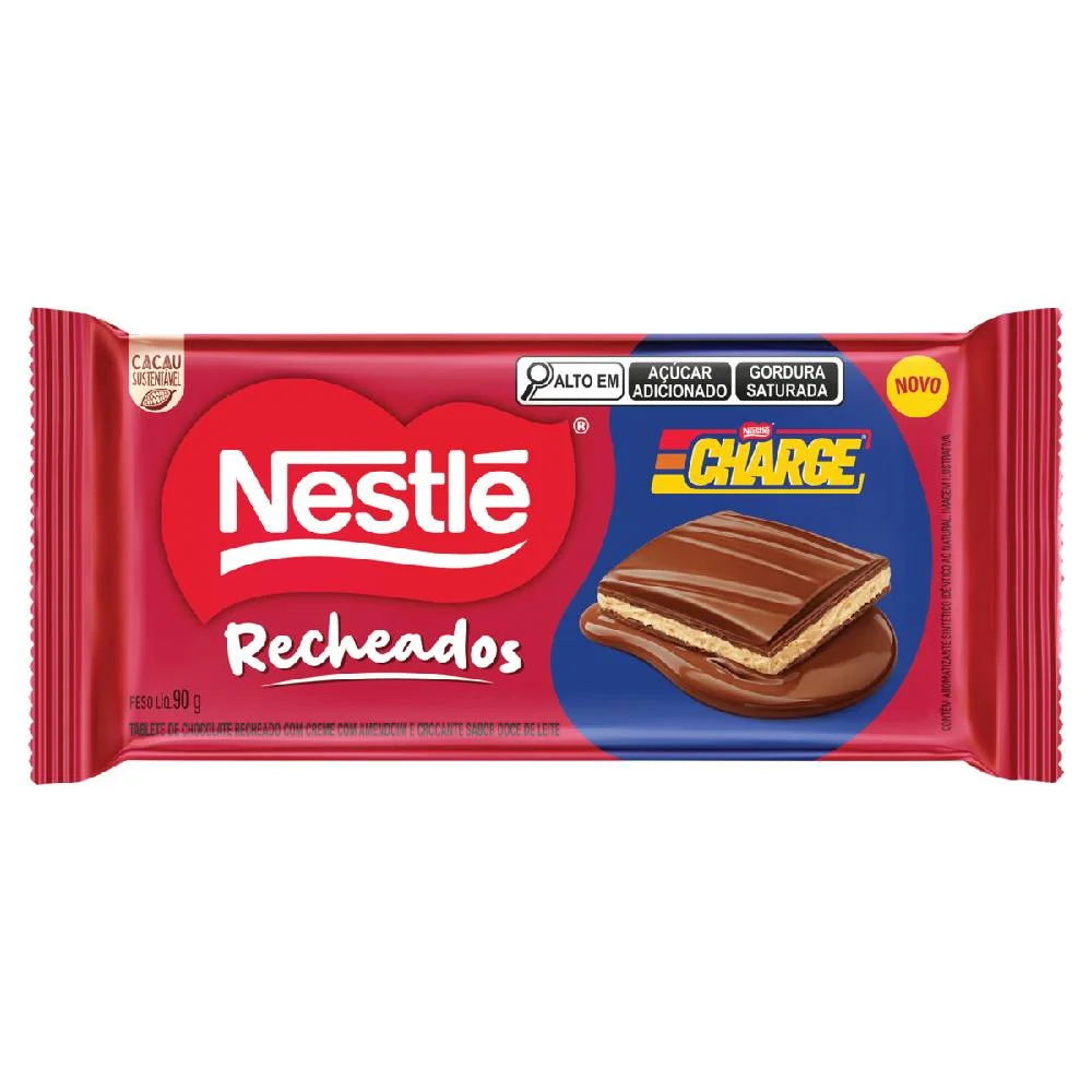 Chocolate Em Barra Nestlé Charge Recheado 90g