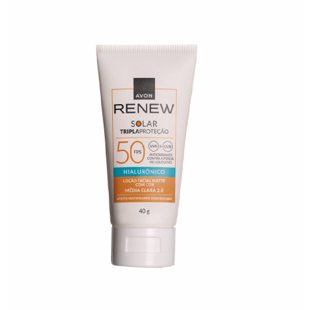 Protetor Solar Facial Avon Renew Ácido Hialurônico Média Clara 2.0 Fps50 40g