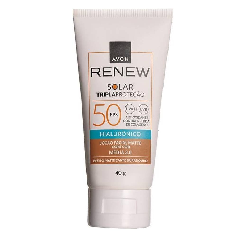 Protetor Solar Facial Avon Renew Ácido Hialurônico Média 3.0 Fps50 40g