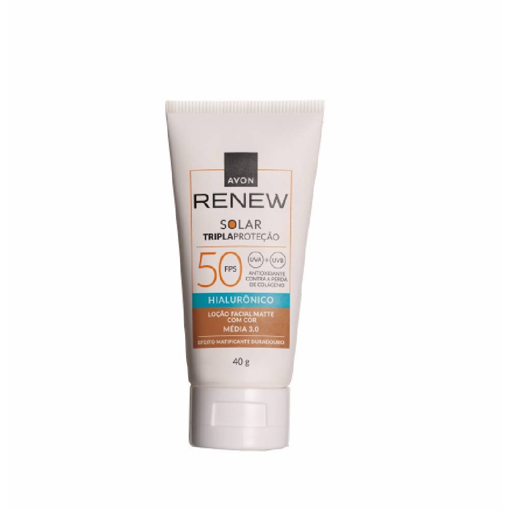 Protetor Solar Facial Avon Renew Ácido Hialurônico Média 3.0 Fps50 40g