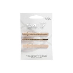 Kit 3 Passadores/presilhas De Cabelo Panvel 24&7 Strass, Cristal E Pu