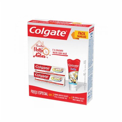 KIT 2 CREME DENTAIS TOTAL 12 90G + 1 CREME DENTAL MINIONS 100G