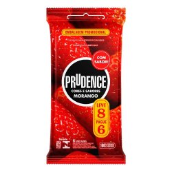 Preservativo Prudence Morango Leve 8 Pague 6 Unidades