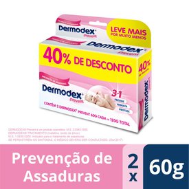 KIT POMADA PARA PREVENÇÃO DE ASSADURAS DERMODEX PREVENT - 120G (2X60G) - 40% OFF