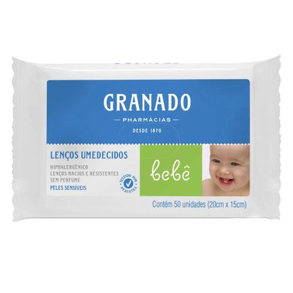 LENÇOS UMEDECIDOS GRANADO BEBÊ SENSÍVEL COM 50 UNIDADES