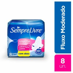 Absorvente Externo Sempre Livre® Adapt® Plus Ultraflexível Suave Com Abas 8un.