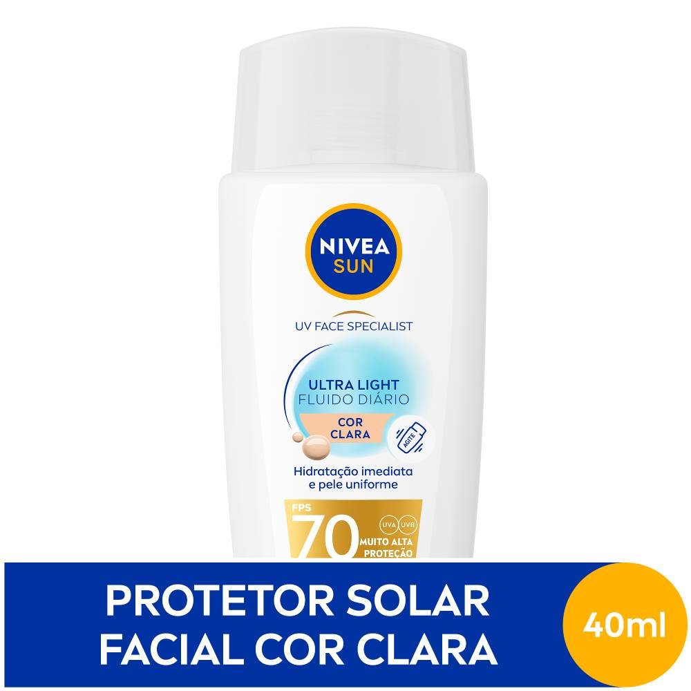 Protetor Solar Facial  Nivea Sun Uv Face Specialist Ultra Light Fluido Diário Fps70 Cor Clara 40ml