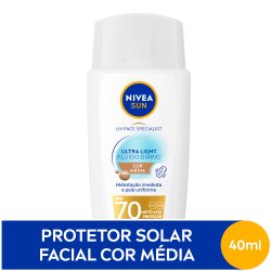 Protetor Solar Facial Nivea Sun Uv Face Specialist Ultra Light Fluido Diário Fps70 Cor Média 40ml