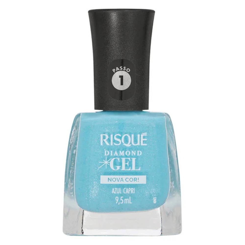 Esmalte Risqué Diamond Gel Azul Capri Glitter 9,5ml
