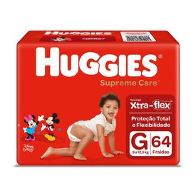 FRALDA HUGGIES SUPREME CARE HIPER G COM 64 UNIDADES