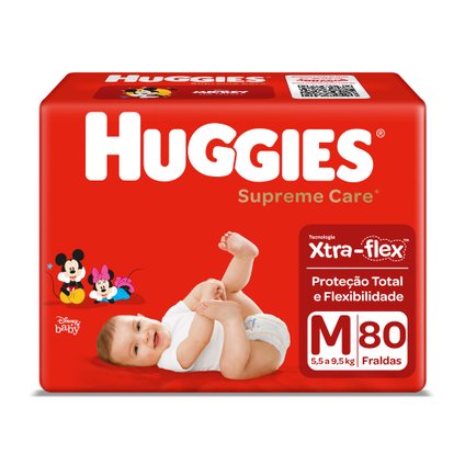 FRALDA HUGGIES SUPREME CARE HIPER M COM 80 UNIDADES