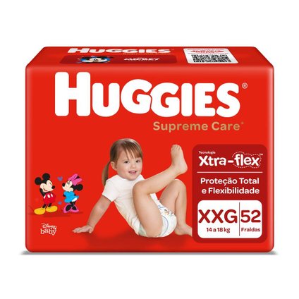 FRALDA HUGGIES SUPREME CARE HIPER XXG COM 52 UNIDADES