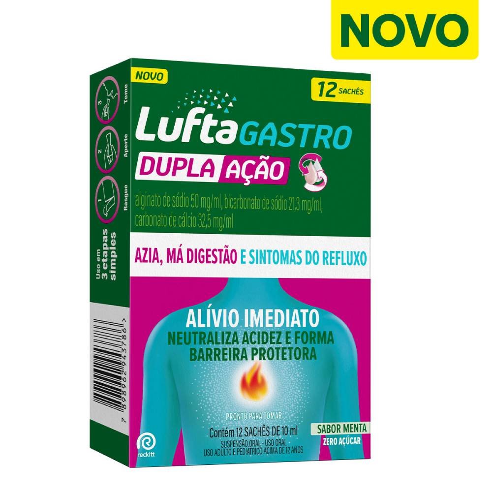 Luftagastro Dupla Ação Sachê Líquido 10ml Com 12 Unidades