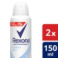 DESODORANTE ANTITRANSPIRANTE AEROSOL REXONA COTTON DRY 72 HORAS 2 X 150ML