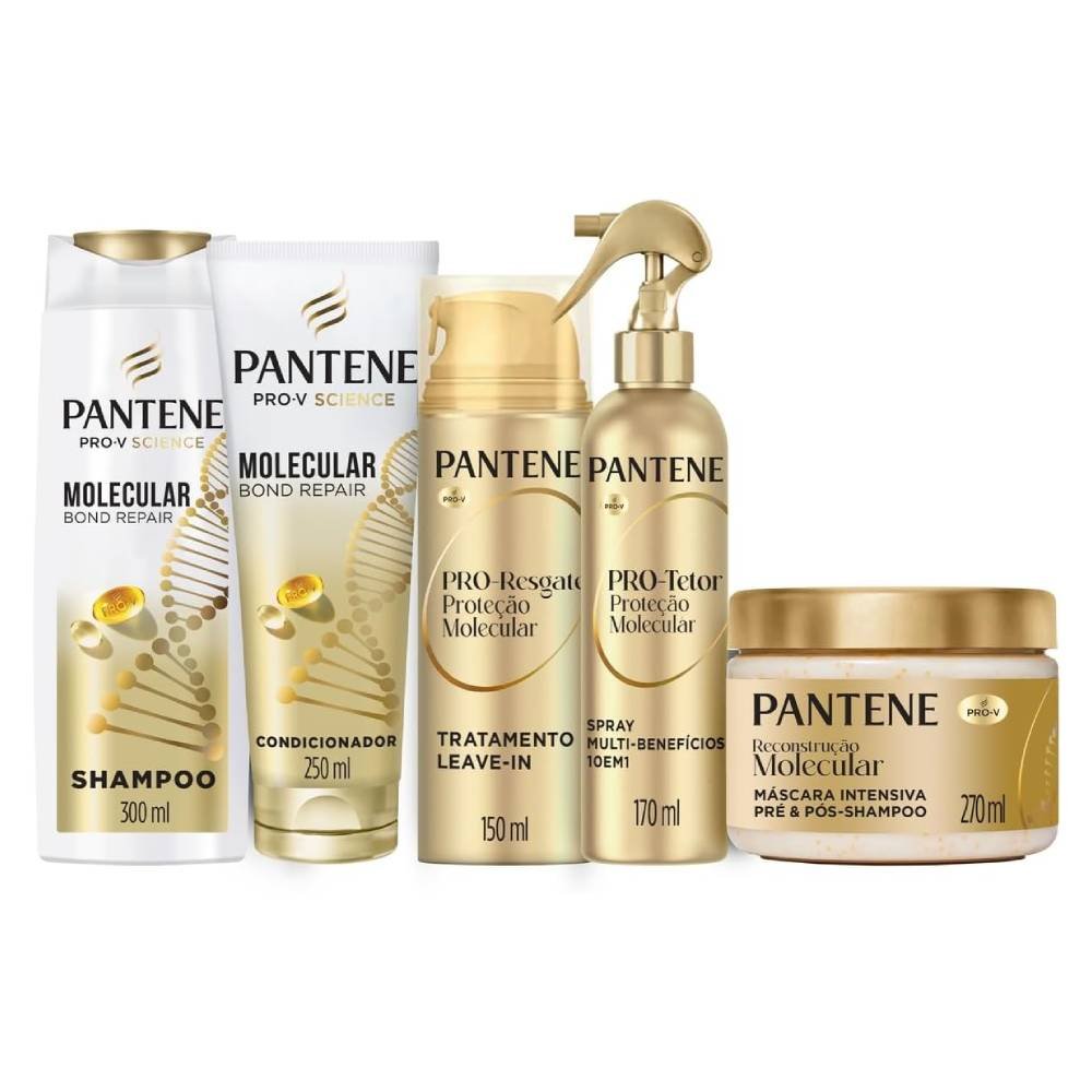 Kit Pantene Molecular Bond Repair Shampoo+ Condicionador + Leave-in + Spray Capilar + Máscara