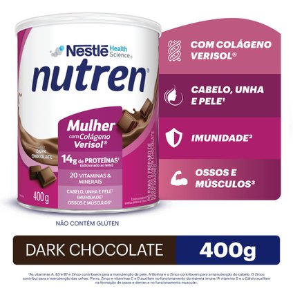 COMPLEMENTO ALIMENTAR NUTREN MULHER DARK CHOCOLATE 400G