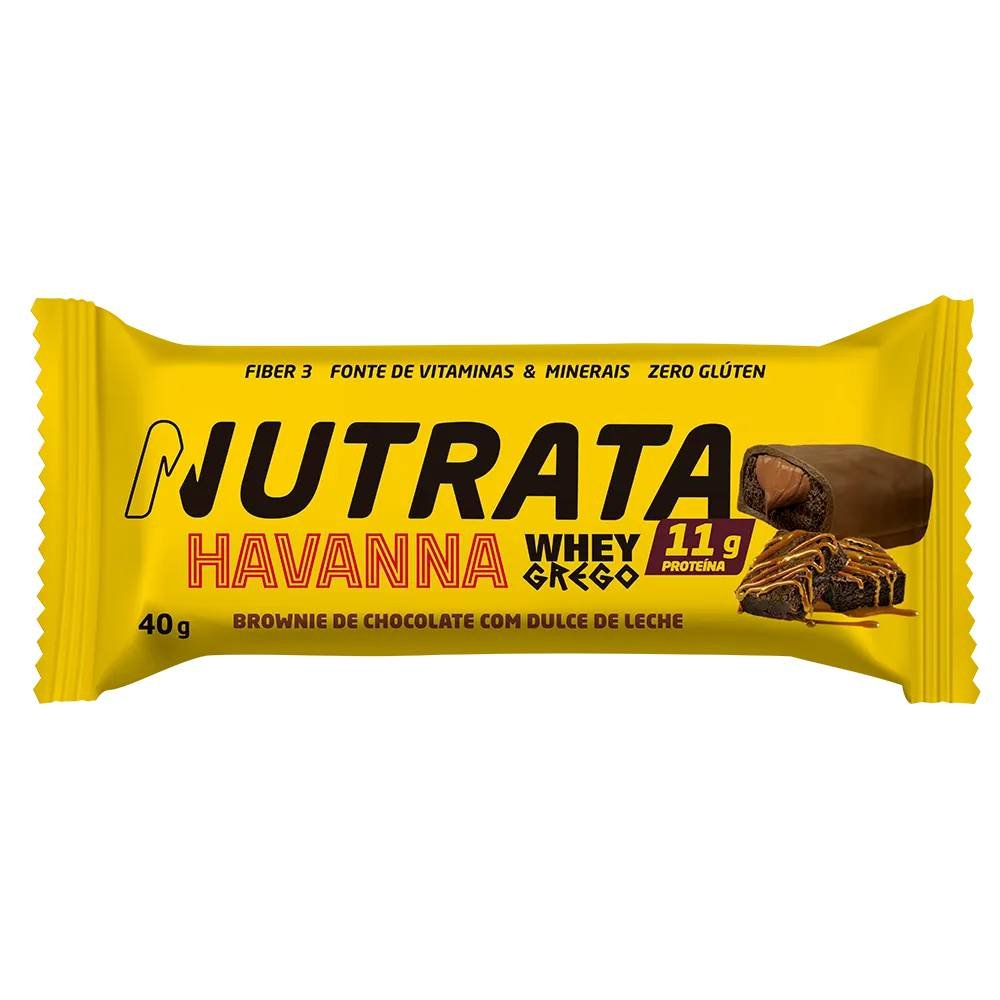 Barra De Proteína Nutrata Whey Grego Havanna Brownie De Chocolate Com Dulce De Leche 40g