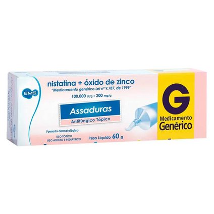 Nistatina 100000 ui/g + 200mg/g Óxido de Zinco Pomada 60g EMS Genérico