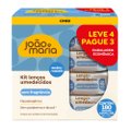 KIT LENÇOS UMEDECIDOS JOÃO E MARIA SEM FRAGRÂNCIA LEVE 4 PAGUE 3 180 UNIDADES