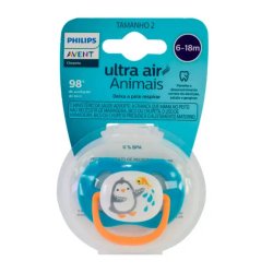 Chupeta Avent Ultra Air Animais 6 A 18 Meses Azul E Laranja 1 Unidade