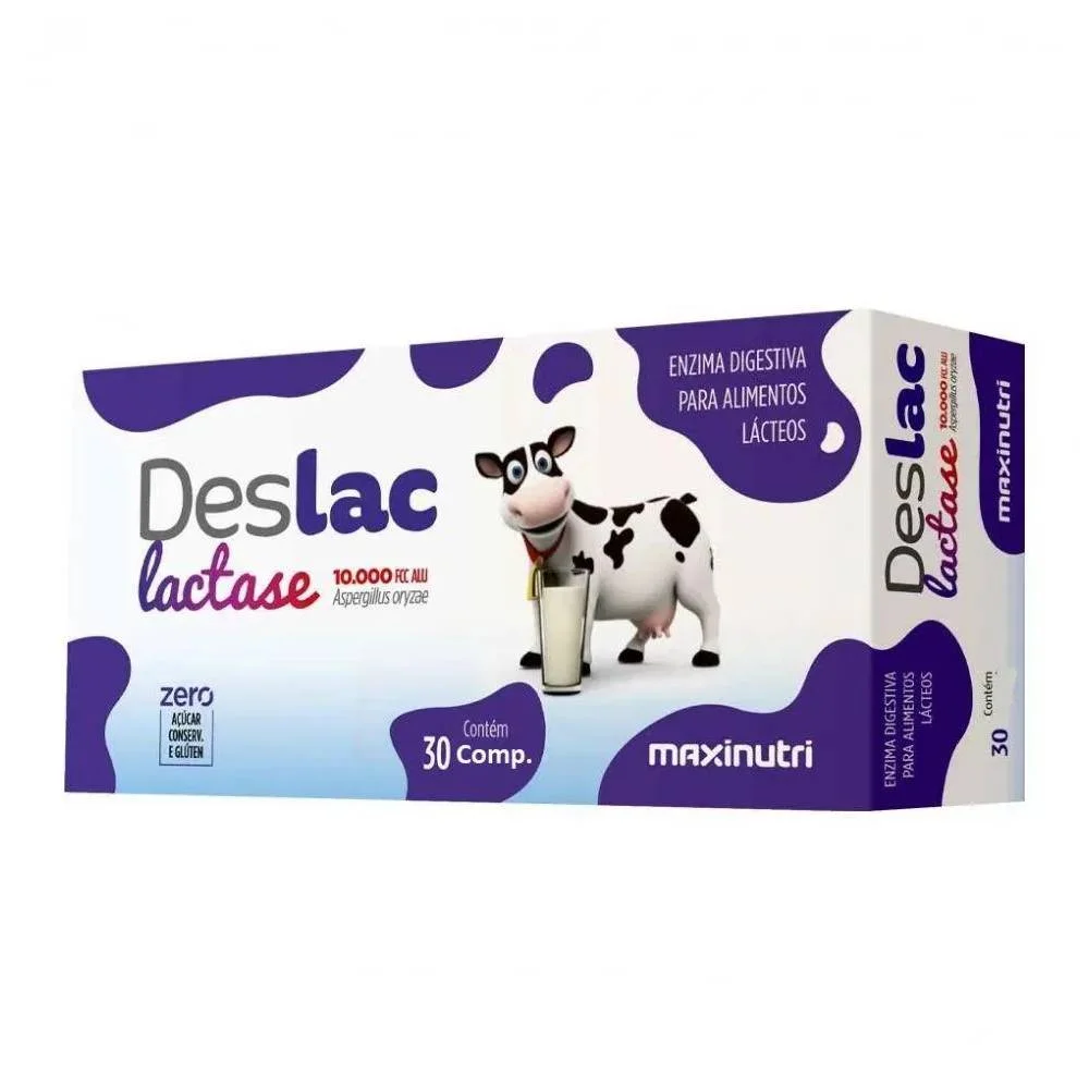 Suplemento Alimentar Deslac Lactase 10.000 U.fcc 30 Comprimidos Mastigáveis