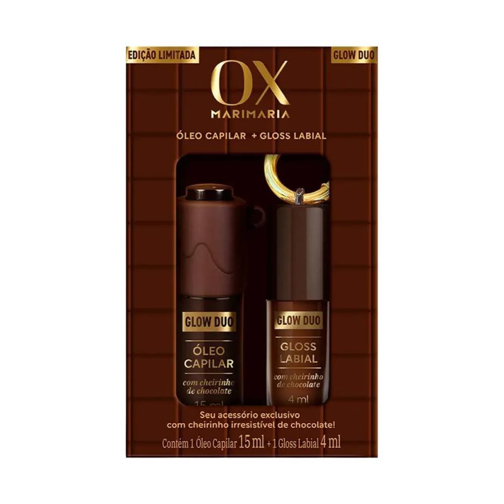 Kit Ox Mari Maria Glow Duo Óleo Capilar 15ml + Gloss Labial 4ml