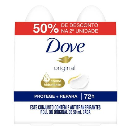 KIT DESODORANTE ROLL-ON DOVE ORIGINAL 2 UNIDADES 50ML CADA