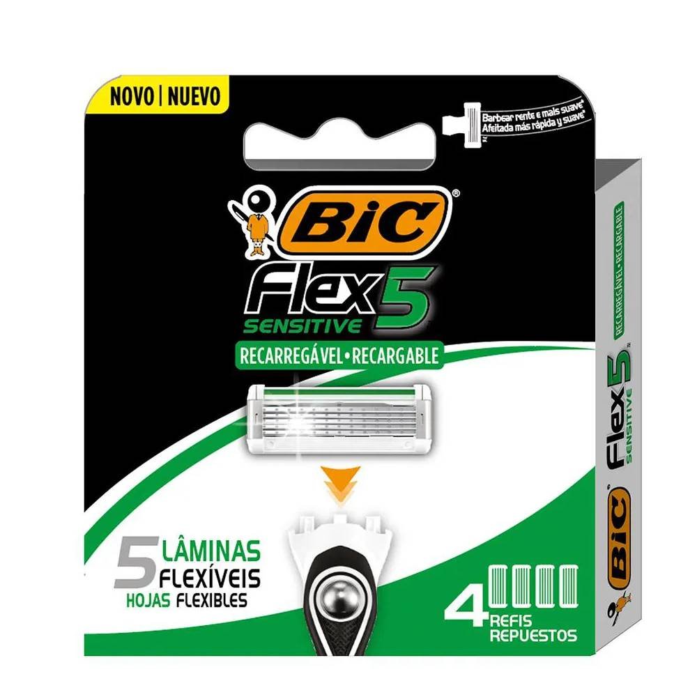 Carga Para Aparelho Depilatório Bic Flex5 Sensitive 4 Unidades