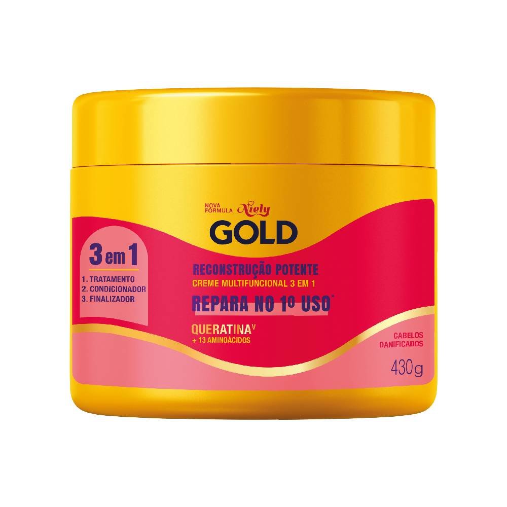 Creme De Tratamento Niely Gold Reconstrução Queratina 430g