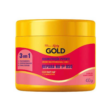 CREME DE TRATAMENTO NIELY GOLD RECONSTRUÇÃO QUERATINA 430G