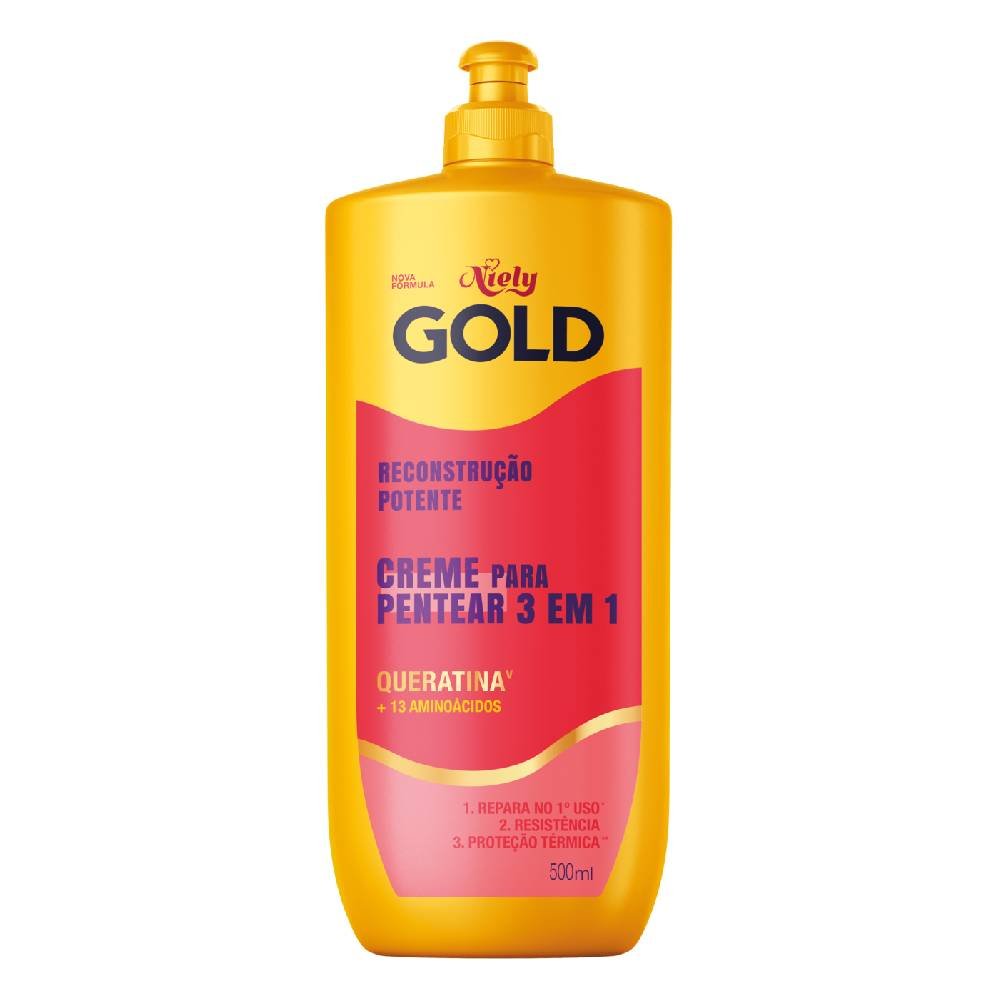 Creme Para Pentear Niely Gold Reconstrução Queratina 500ml