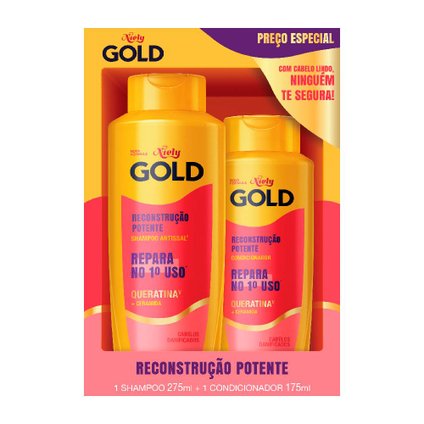 KIT NIELY GOLD RECONSTRUÇÃO QUERATINA SHAMPOO 275ML + CONDICIONADOR 275ML