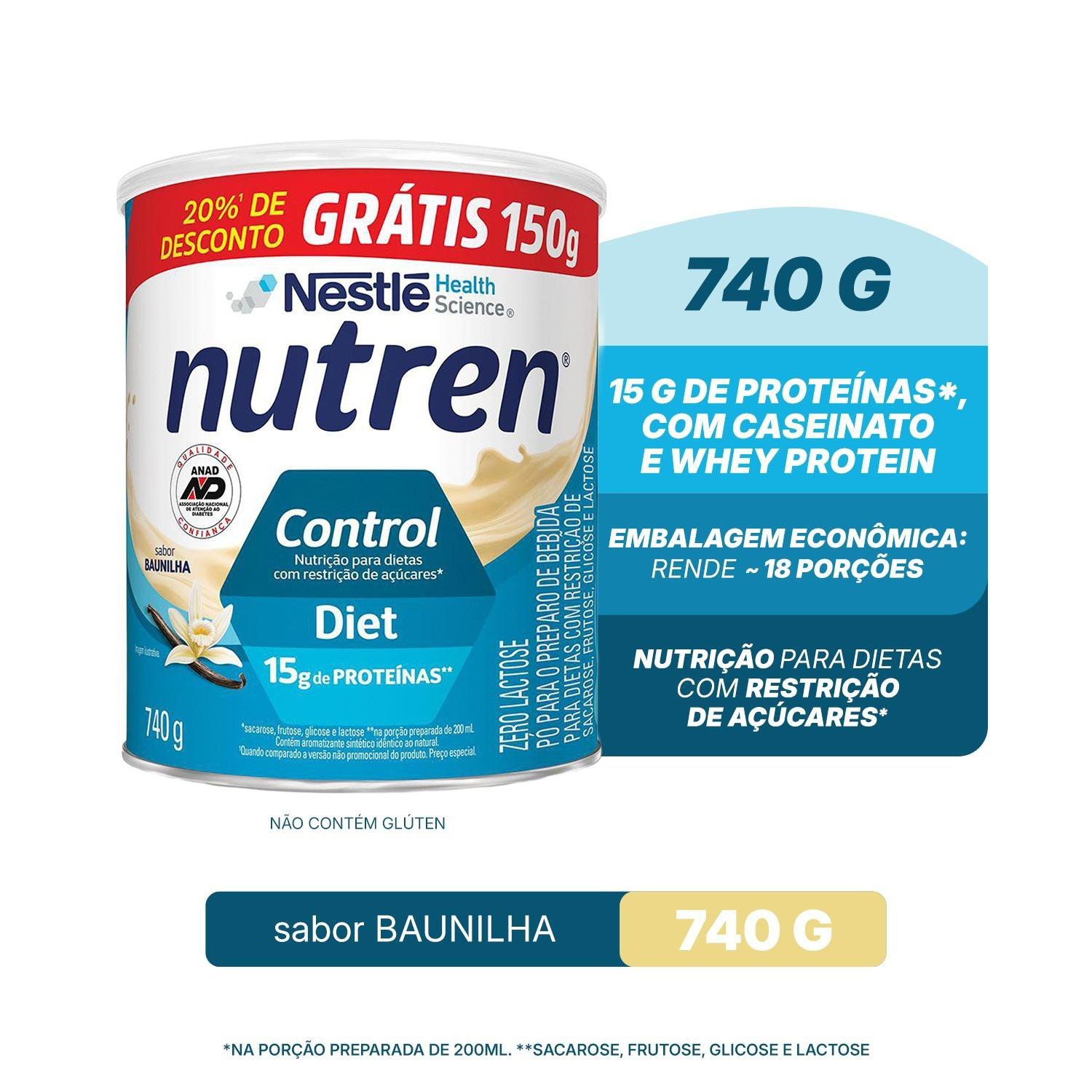 Complemento Alimentar Nutren Control Diet Baunilha 740g