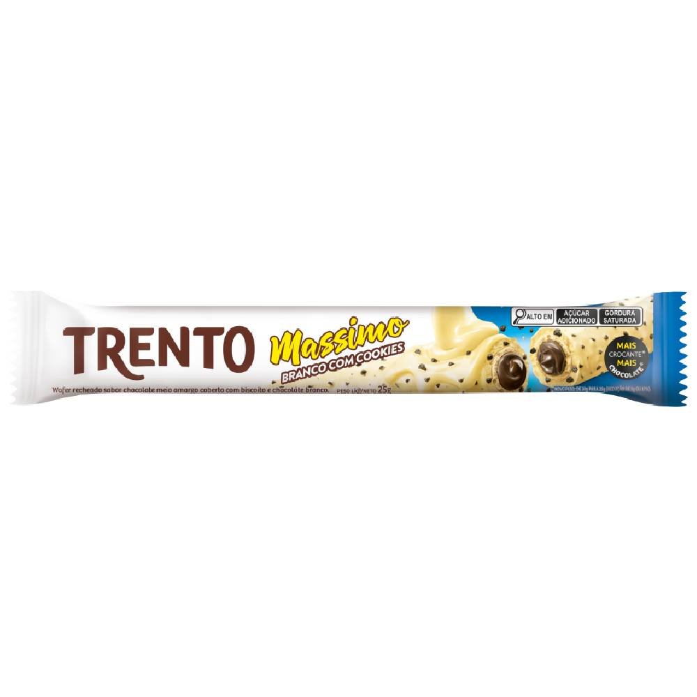 Chocolate Wafer Trento Massimo Branco Com Cookies 25g
