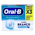 KIT CREME DENTAL ORAL-B EXTRA BRANCO 3 UNIDADES 70G CADA