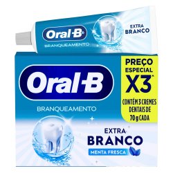 Kit Creme Dental Oral-b Extra Branco 3 Unidades 70g Cada