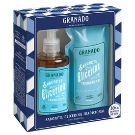 KIT GRANADO TRADICIONAL SABONETE DE GLICERINA LÍQUIDO 300ML + REFIL 300ML