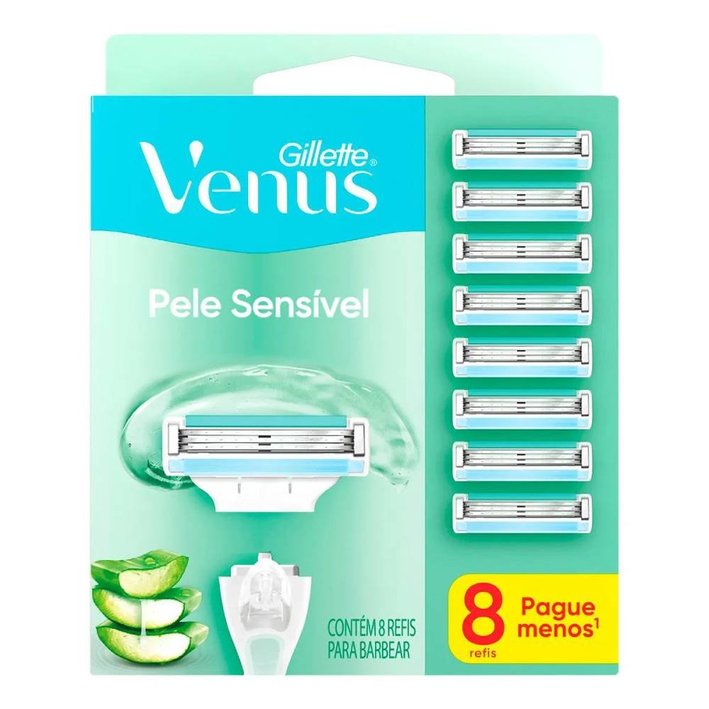 Carga Para Aparelho Depilatório Gillette Vênus Pele Sensível 8 Unidades