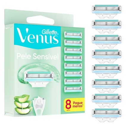 CARGA PARA APARELHO DE DEPILAR GILLETTE VENUS PELE SENSÍVEL, 8 UNIDADES