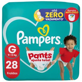 FRALDA PAMPERS PANTS MEGA AJUSTE TOTAL TAMANHO G 28 UNIDADES
