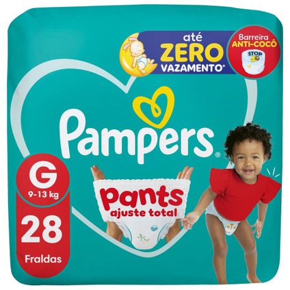 FRALDA PAMPERS PANTS MEGA AJUSTE TOTAL TAMANHO G 28 UNIDADES
