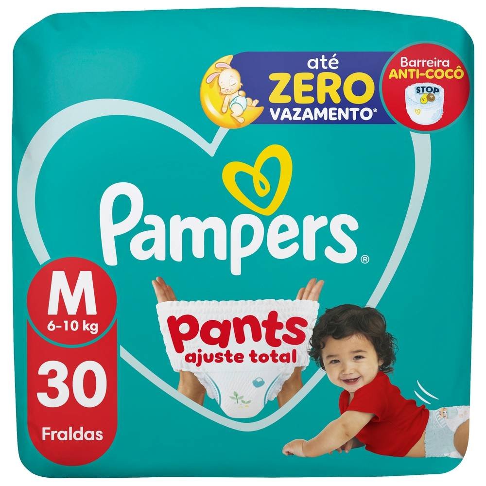 Fralda Pampers Pants Mega Ajuste Total Tamanho M 30 Unidades