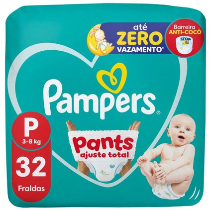 FRALDA PAMPERS PANTS MEGA AJUSTE TOTAL P 32 UNIDADES