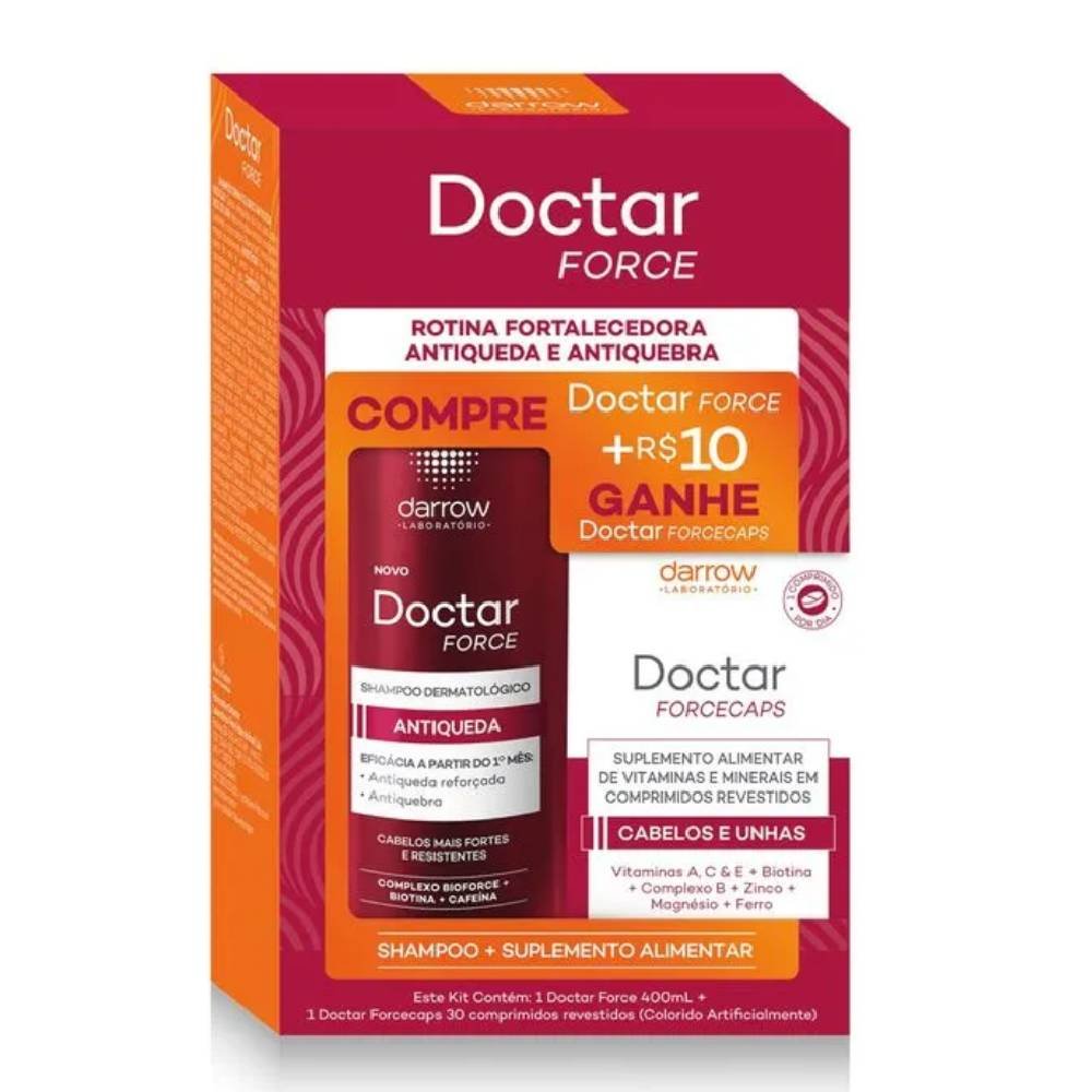 Kit Doctar Force Shampoo Antiqueda 400ml + Forcecaps 30 Comprimidos