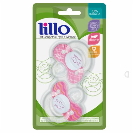 CHUPETA LILLO AMO PAPAI E MAMÃE ORTO TAMANHO 2 ROSA