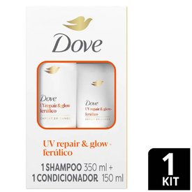 KIT DOVE UV REPAIR GLOW FERÚLICO SHAMPOO 350ML + CONDICIONADOR 150ML